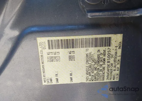 2011 Nissan Maxima 3.5 Sv from USA, damaged, VIN 1N4AA5AP1BC850057